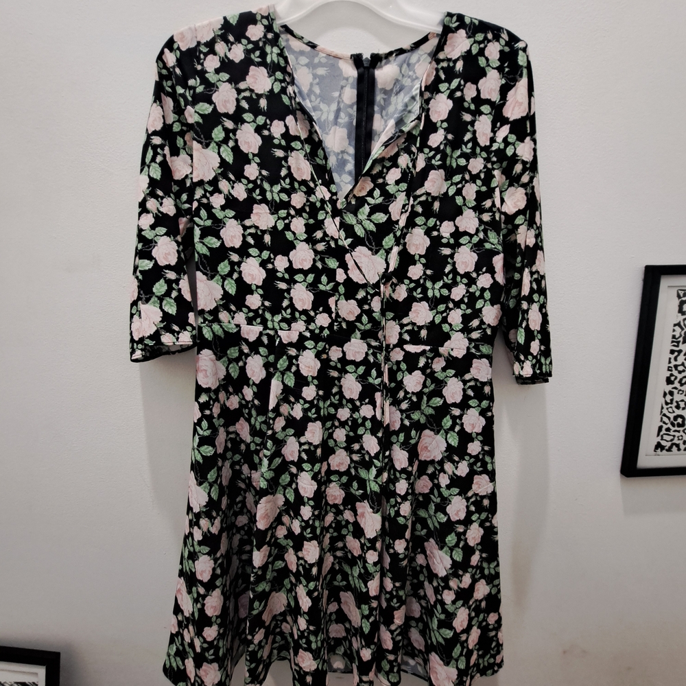 Floral Black and Pink Dress